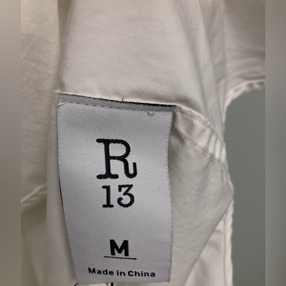 R13 Drop Neck Oxford Shirt white. Size medium - Picture 8 of 10